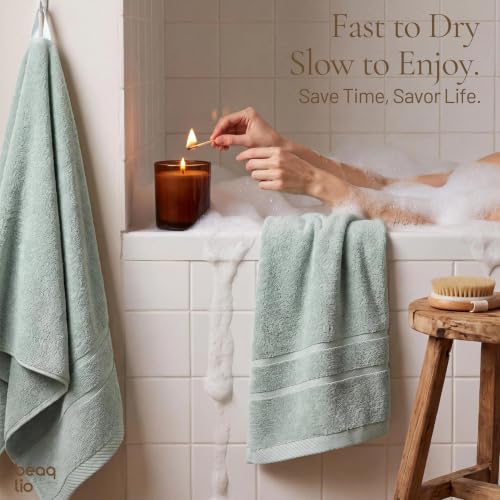 Aqua Cotton Bath Towels Set - 8-Piece Ultra Soft & Absorbent Towel Collection