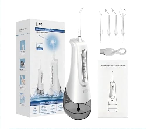 Cordless Water Flosser 300ML Rechargeable Dental Pick for Braces - White