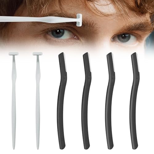 Eyebrow Razors w/Dermaplane Razors Set - Japanese Blades Razors - Small Face Razors for Peach Fuzz and Fine Hair, Multipurpose Exfoliating Dermaplaning Tools for Women and Men, Black