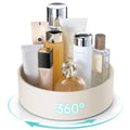 Cream White Rotating Perfume & Makeup Organizer - PU Leather Vanity Storage