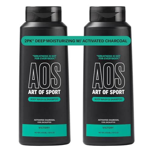 Art of Sport Men¡¯s 2-in-1 Body Wash and Shampoo with Charcoal Activated, Eucalyptus Fragrance, Made for Athletes, Victory Scent, 16 fl oz (Pack of 2)