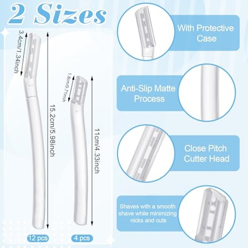 16 Count Dermaplane Razor for Women Face, Professional Facial & Eyebrow Hair Remover, Gentle Skin Exfoliation with Precision Blades£¬Transparent