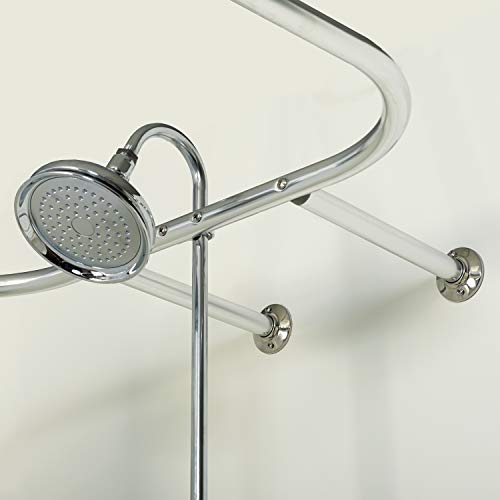 Chrome Shower Curtain Rod for Clawfoot Tubs - Adjustable, Rustproof, 60 Inch