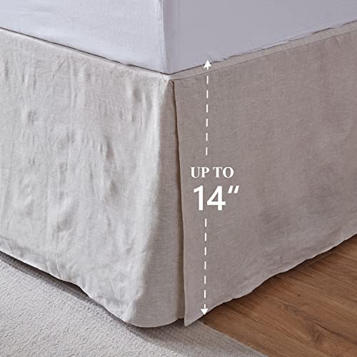 Flax-Basic Linen Bed Skirt with 14-Inch Drop for King Bed - Breathable Belgian Material