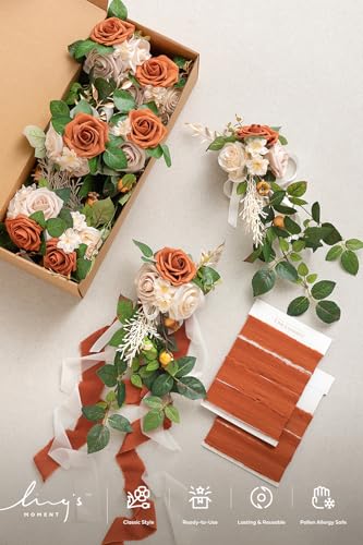 Ling's Moment Sunset Terracotta Pew Decorations for Fall Weddings - 8pcs