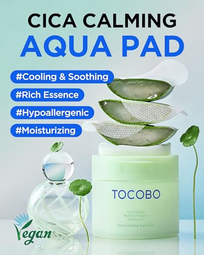 Calming Aqua Toner Pads for Sensitive Skin - 60 Vegan Dual-Sided Masks