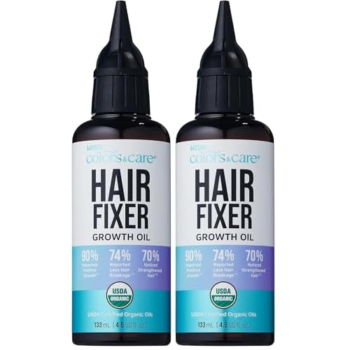 KISS Colors & Care Organic Hair Fixer Growth Oil, Natural Oils for Stronger Follicles, Reduced Breakage & Frizz, Moisture Retention & Split End Protection, 133mL (4.5 fl. oz.) (Pack of 2)
