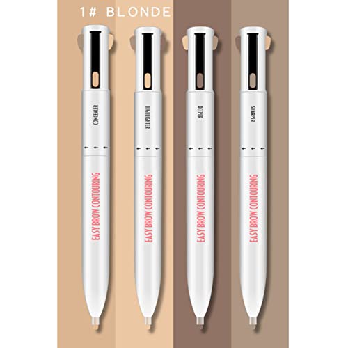 4 In1 Eyebrow Highlight Pen, Eyebrow Pencil, Lasting Eye Makeup Beauty Tool, Brow Defining Pencil (1# Blonde)