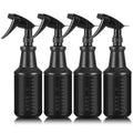 4 Pcs Black Plastic Spray Bottles 24 Oz Empty Spray Bottles Clear Refillable Container with Adjustable Head Sprayer and Stream Leak-Proof Sprayers for Water, Essential Oils, Hair, Cleaning Products