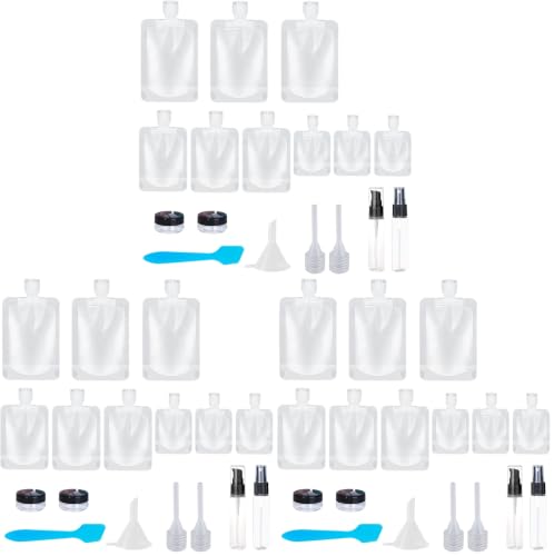 SEQUHITKU 51 Pack Travel Toiletry Pouches Set - Refillable, Leak-Proof, TSA Approved (A-17pcs Pack of 3)