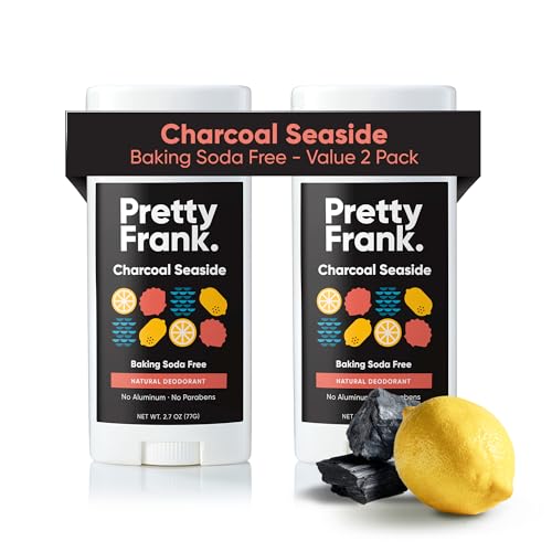 Pretty Frank Charcoal Seaside Deodorant Stick 2.7oz Pack of 2 - Natural & Aluminum-Free