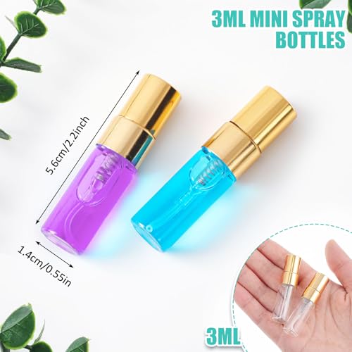 Zhehao 100 Pcs Mini Perfume Spray Bottles 3ml Gold Cap - Glass Atomizers