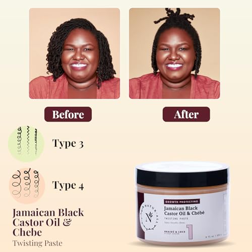 NaturAll Jamaican Black Castor Oil & Chebe Braiding Gel - Strong Hold Protective Hair Gel for Locs & Edges 8 Oz