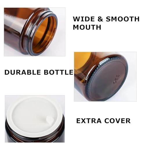 36 Pack 1oz Amber Glass Jars with Black Lids, Small Round Cosmetic Jars with with Inner Liners, Glass Containers for Homemade Creams, Candle, Skincare, Lotion, Travel