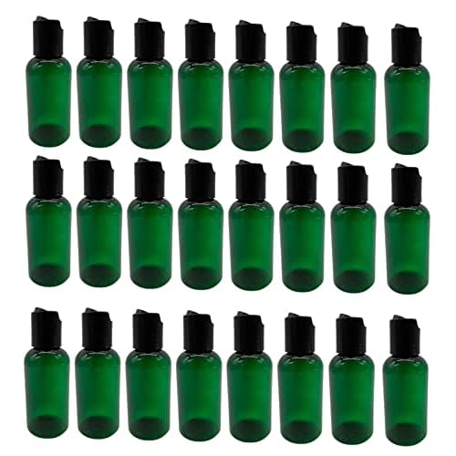 Natural Farms 2 oz Green Boston Bottles - 24 Pack Black Smooth Disc Caps