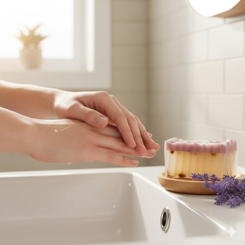 Lavender Moon Violet Clay and Lavender Bar Soap Handcrafted Scented Cleansing Soap for Daily Bath and Shower Use with Floral Aroma 80g