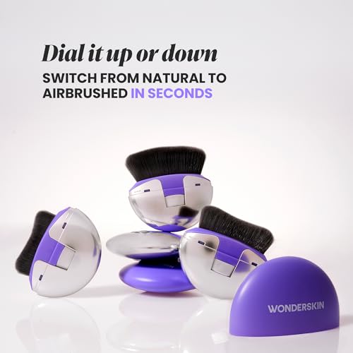 Wonderskin Dial-It-Up Brush ? Adjustable 3-in-1 Makeup Brush for Foundation, Powder & Creams ? Sheer to Full Coverage ? Ergonomic Precision Design