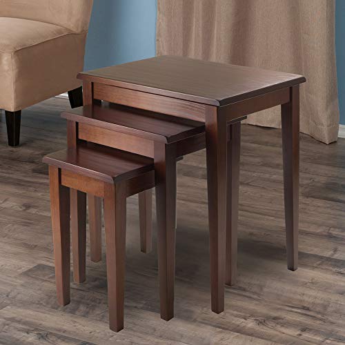 Winsome 3-Piece Walnut Nesting Accent Tables - Space-Saving Set of 3