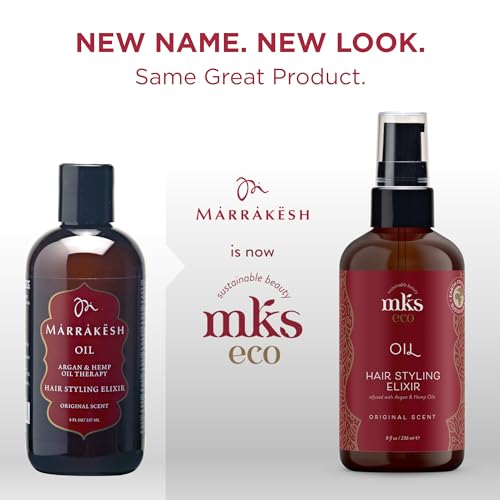 8 Fl Oz MKS eco Hair Styling Elixir with Moroccan Argan & Hemp Seed Oil - Nourishing & Frizz Control
