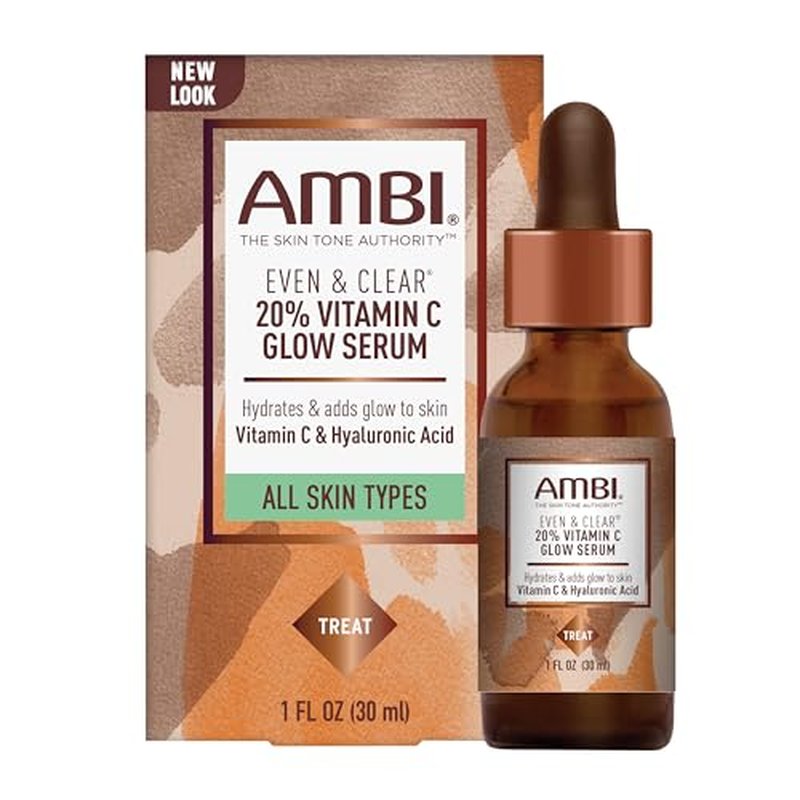 Ambi Even & Clear Vitamin C Serum and Cocoa Butter Cleansing Bar Bundle, 1 Ounce and 3.5 Ounce