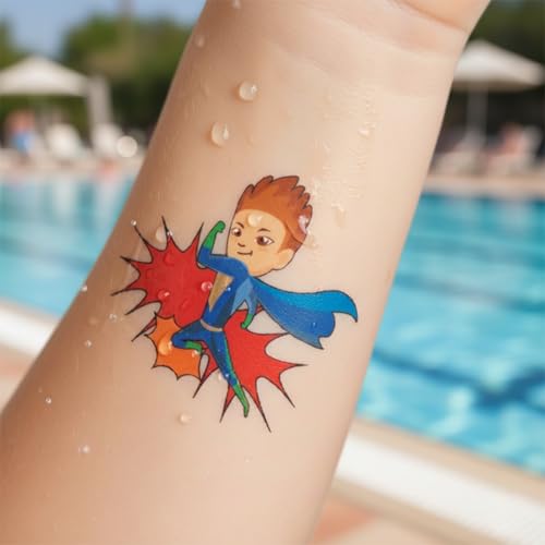 PapaKit 36 Pc Superhero Temporary Tattoo Set - 18 Individually Wrapped Sheets | Birthday Party Favors, Classroom Rewards, Goodie Bag Fillers