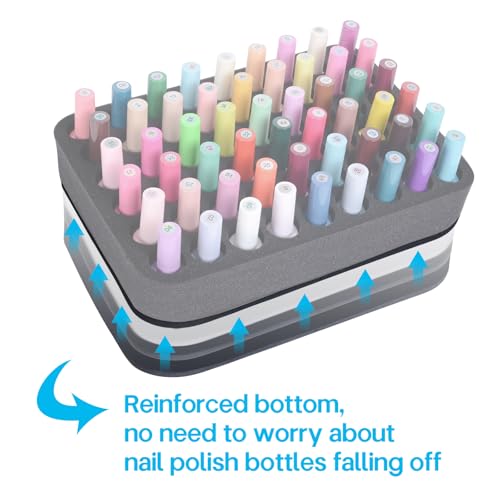 YAHOURWAT 2 Pack Nail Polish Organizer Tray with 108 Slots (15ml) Black – Foam Drawer Insert