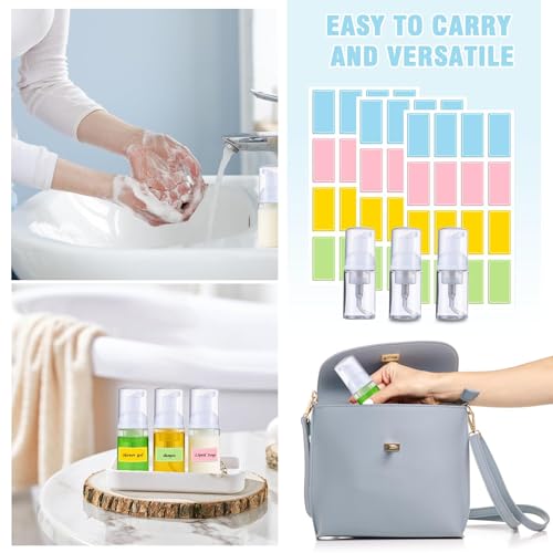 50 Pcs Foam Pump Bottle 1 oz Small Size Mousse Foam Soap Dispenser,Clear Plastic Empty Refillable Mini Foam Pump Bottle for Face Wash Shampoo Skin Care with 160 Labels£¨30 ml£©