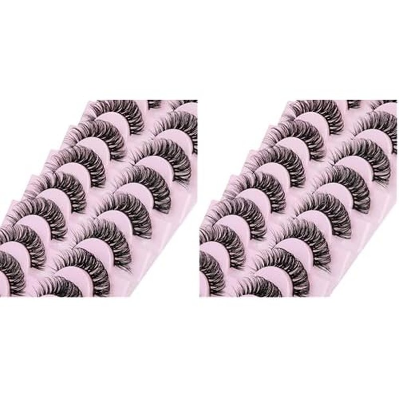 Eyelashes Russian Strip Lashes D Curly False Eyelashes Wispy Natural Cat Eye False Lashes Look like Eyelash Extensions 10 Pairs by Yawamica (Pack of 2)