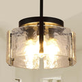 3 Light Black Modern Farmhouse Chandelier Pendant for Dining Room, Adjustable Glass Shade