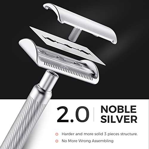 ZOMCHI Upgrade Safety Razor for Men with 60 Counts Safety Razor Blades for Shaving