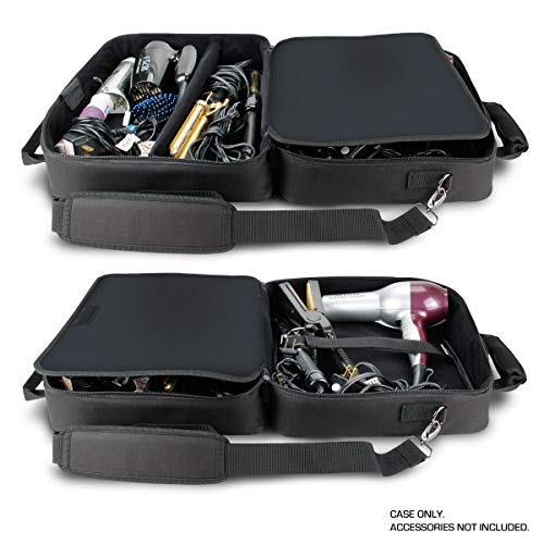 USA Gear Large Hairstylist Traveling Bag - Hair Salon Case - Customizable Interior with Adjustable Dividers - Fit All Hair Equipment Blow Dryer, Barber Tools, Curling Iron, Brushes (Black)