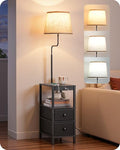 EDISHINE Black Floor Lamp with Table and USB Ports - Dimmable & Remote Control