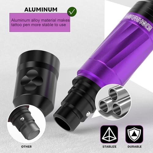 Purple Wireless Tattoo Gun Kit with Digital Display & 43pcs Supplies