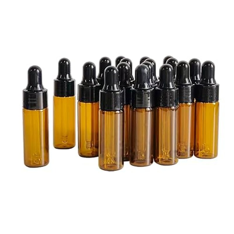 50Pcs 5ml Sample Dropper Bottles,Amber Glass Dropper Bottles for Essential Oils Sample Cosmetic Perfume Traveling