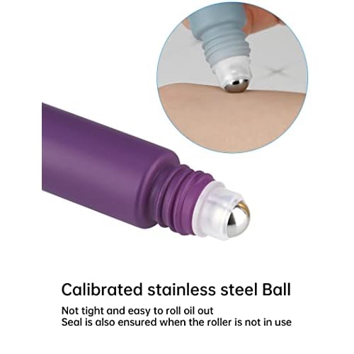 Tomorotec 10ml Colorful Essential Oil Roller Bottles with Stainless Steel Balls 20-Pack, Ultra Thick Roller Bottle for Oil with Droppers (5 Colors)