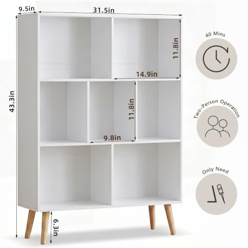 White 3-Tier Cube Bookshelf - 80cm Modern Storage Organizer for Living Room