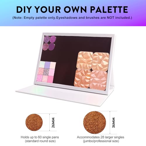 SZDYM White Holographic Magnetic Makeup Palette - Holds 60 Pans, Portable & Standable
