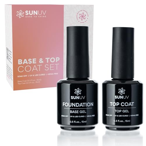 UV LED Nail Lamp with Top & Base Coat Gel Polish Set - 15ml