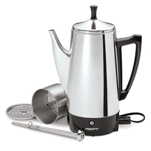 Electric Coffee Percolator 12-Cup Stainless Steel Silver - Fast Brewing