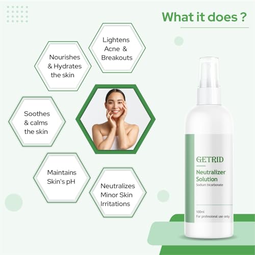 Getrid Chemical Peel Neutralizer Spray (100 ml / 33.8 fl oz) pH Balancing Sodium Bicarbonate Mist for Skin Care - Hydrating Toner for Facial Peels