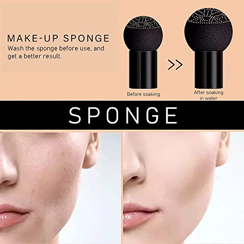 CC Cream Foundation Mushroom Head Air Cushion Face Makeup Moisturizing Concealer Waterproof Oil Control Long-Lasting Nude Makeup Even Skin Tone for All Skin Types (Nature)