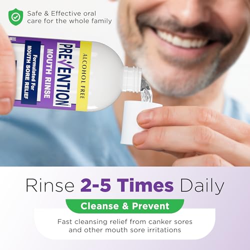 Prevention Mouth Sore Rinse 16 oz Pack of 2 Alcohol-Free Oral Care for Canker Sores