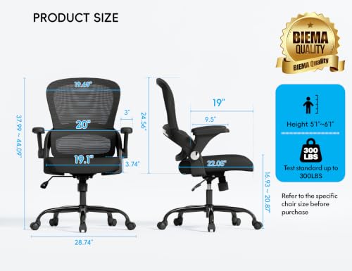 Ergonomic Office Chair Black - Adjustable Back Support for Adults - Pack of 1