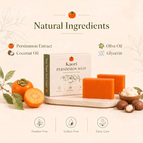 Kaori Persimmon Soap - Gentle Deep Cleansing Natural Deodorant Bar for Men & Women - Variation 2