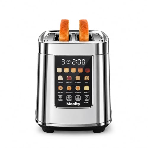 Stainless Steel Motorized Toaster 2 Slice Touch Screen, 8 Bread Types, 5 Shade Levels, 1200W