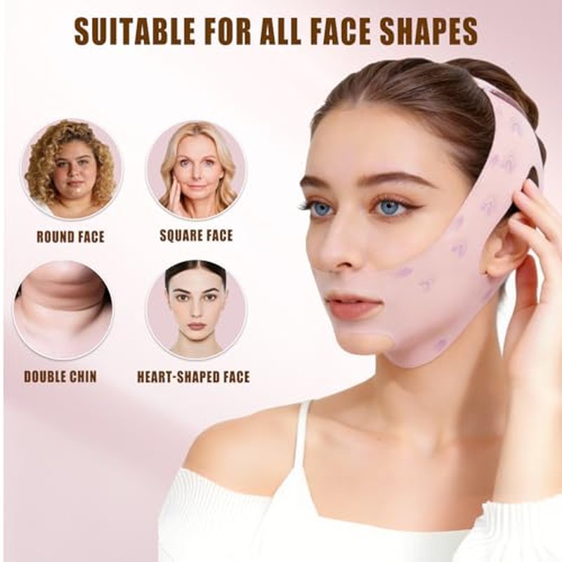 Chin Strap for Sleeping, Double Chin Reducer Eliminator for Women, Reusable V Line Lifting Mask Face Slimming Strap, Breathable Jawline Exerciser Lifting & Firming Prevent Sagging