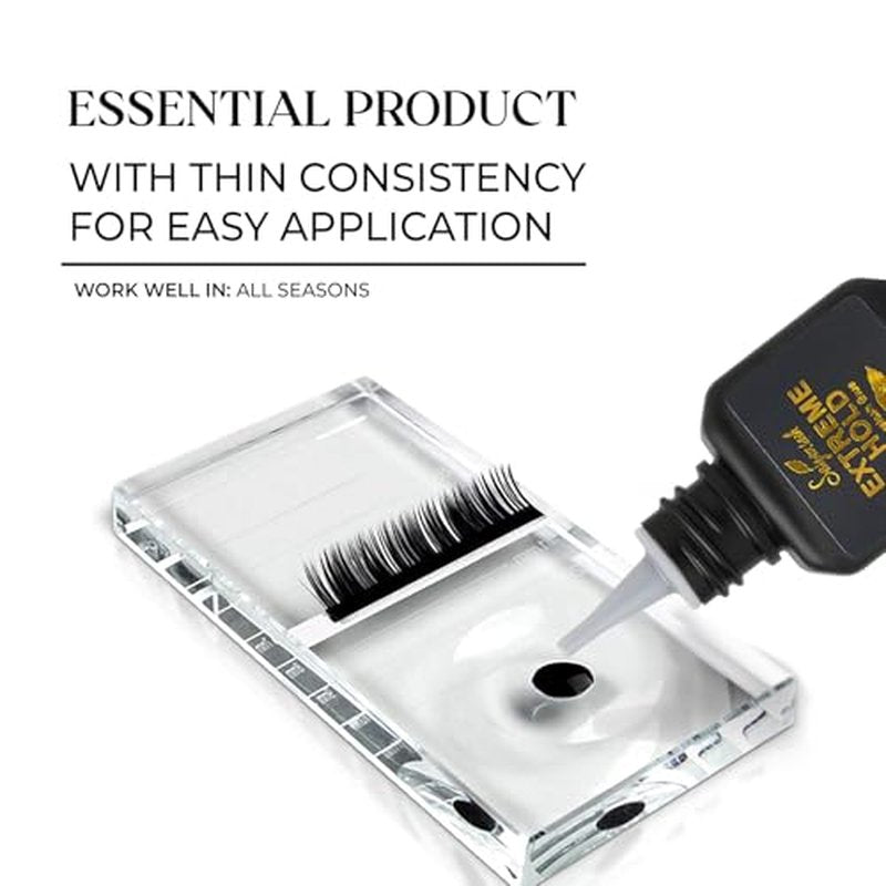 Extreme Hold Eyelash Extension Glue ? 0.5?1s Drying Time, 8 Weeks Retention, 5ml Black Lash Adhesive for Classic & Volume Lashes, Salon Use, Fast Bonding Lash Glue