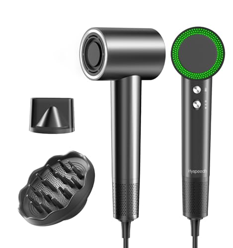 High-Speed 180,000 RPM Hair Dryer with Diffuser - Deep Black