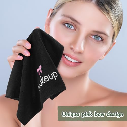 20 Pack Microfiber Makeup Towels - Face Washcloths with Pink Bow