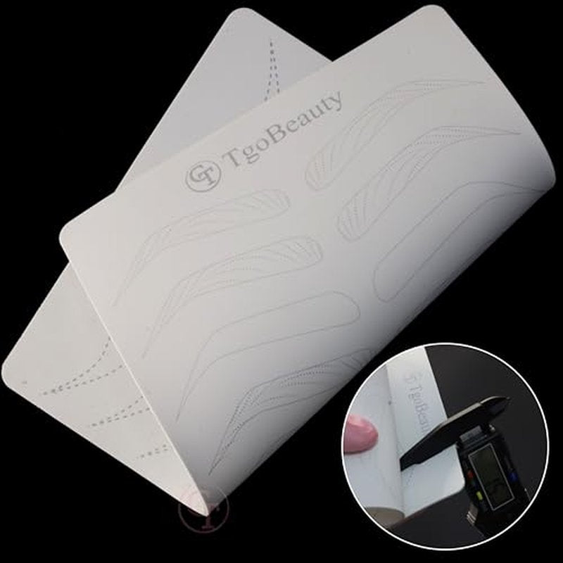 2pcs Professional Double-Sided Nano Brow Practice Skin, White Silicone Microblading Training Pad for Eyebrow Strokes, Permanent Makeup & Tattoo Practice, Reusable Sheets for Beginners & Artists